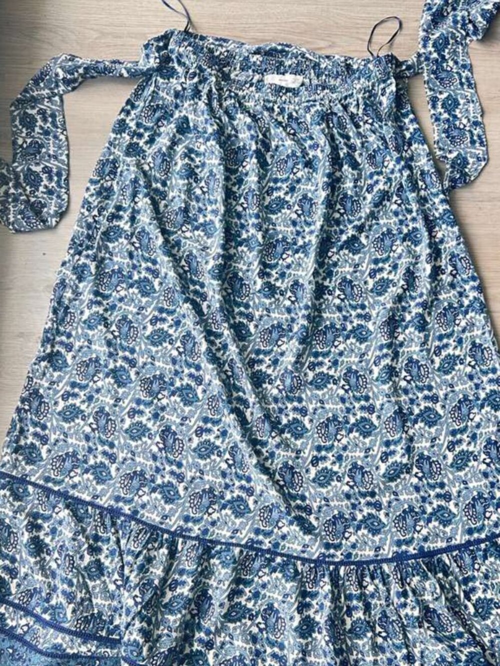 Mango Blue Floral Viscose Maxi Dress | Boho Summer Dress | Size S